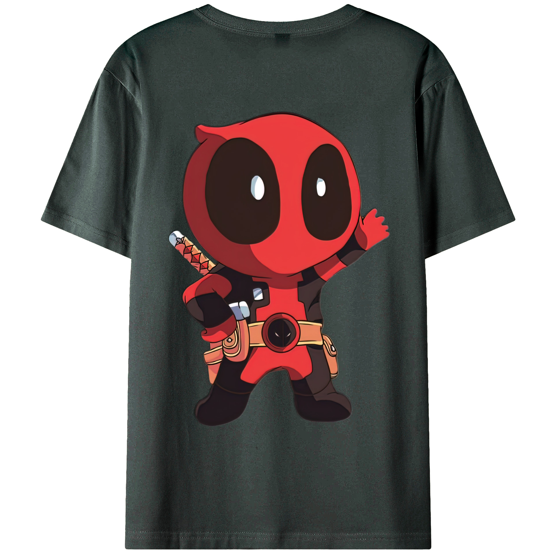 （画像用） Deadpool デッドプール 綿100％ メンズ半袖Tシャツ（バックプリント） 通気性